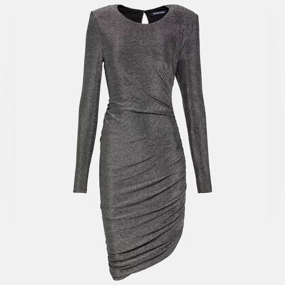 Veronica Beard metallic silver Cyrus long sleeve jersey dress - Large - Picture 7 of 11